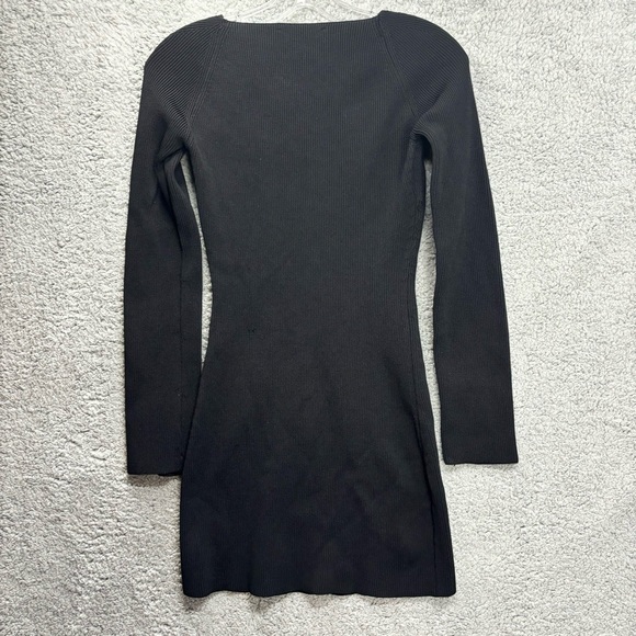Endless Rose Dress Sz XS Black Textured Body Con Mini Stretch Long Sleeve - Picture 6 of 7